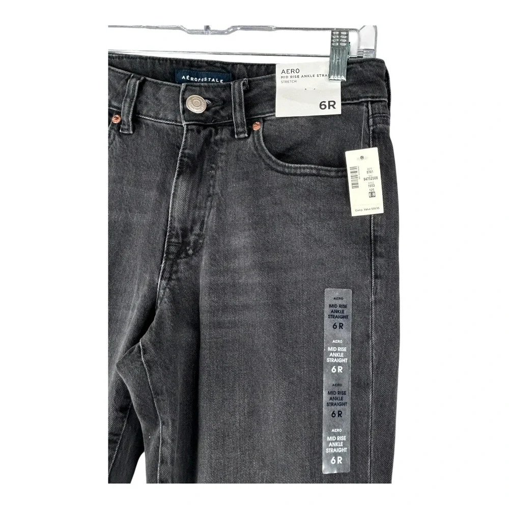 Aeropostale‎ Mid Rise Ankle Straight Stretch Womens Size 6R Jeans Gray Wash